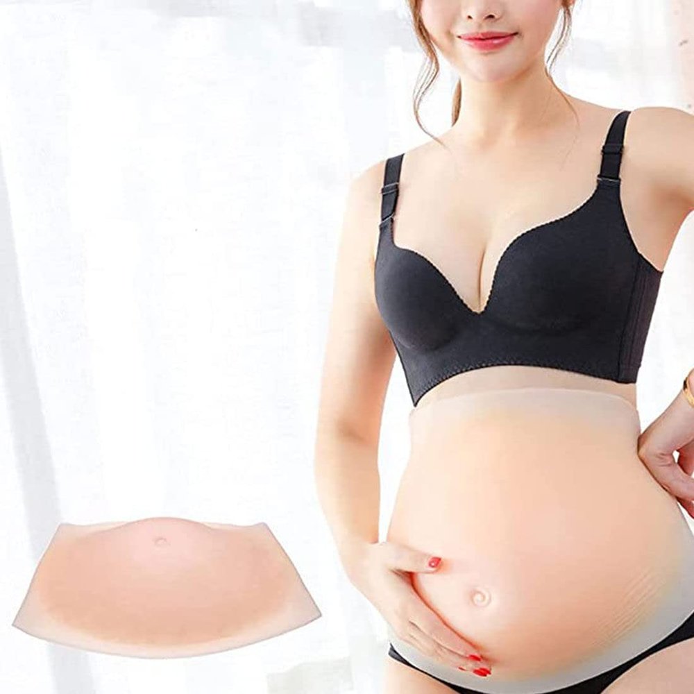 XRSMOU Fake Baby Belly, Adult Fake Belly, Silicone Fake Pregnant Belly, Belly Filler, Used As Props In Maternity Movies (7months)