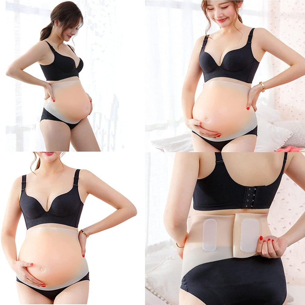 XRSMOU Fake Pregnant Belly, Flexible Adult Artificial Silicone, Silicone Fake Pregnant Belly, Pregnancy Fake Belly, Easy To Use,for Role Playing (10months)