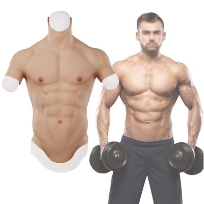 XRSMOU Silicone Male Chest, Realistic Fake Muscles with Floating Point Design,for Role Playing, Halloween Props (Natural L)