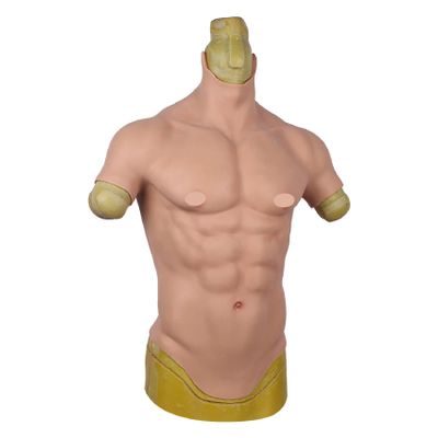 XRSMOU Silicone Fake Muscles, Adult Realistic Chest with Arms, Men's Half-body Tights, Role Play, Masquerade Costumes (Color1 S)