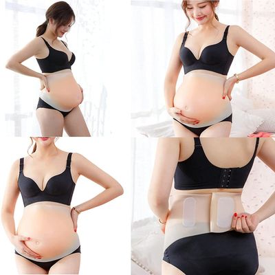 XRSMOU Silicone Fake Pregnant Belly, Realistic Skin Color, Fake Pregnant Belly for Adults, Filled Fake Belly,for Movie Props, Role-playing Costumes, (10months)