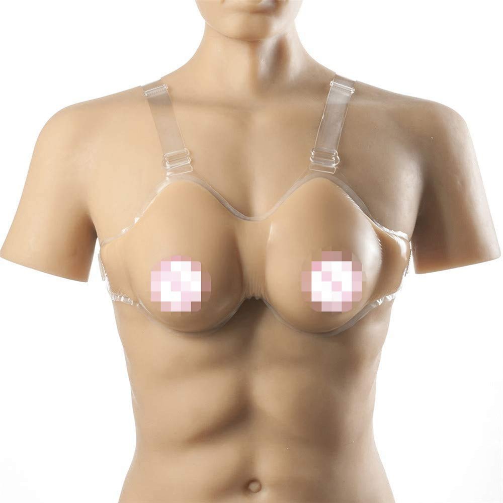 XRSMOU Silicone Breast Prosthesis, Fake Breast Enlargement,for Transgender, Crossdresser, Small Breast Role Play (Brown 4XL)
