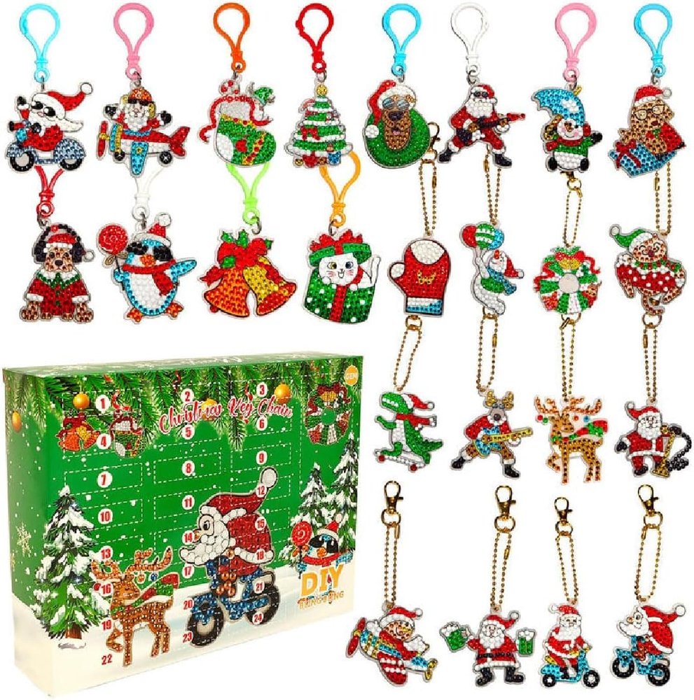 Kids Diamond Painting Kit, Diamond Painting Advent Calendar 2024, 24 Days Christmas Countdown Calendar, Craft Advent Calendar, 5D Diamond Art Painting by Numbers Kits for Toddler Ages 4-10 (24PCS)