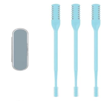 New 2-in-1 Nasal Hair Cutter,2024 Nostril Hair Remover Tool, Double Sided Nose Hair Knife, Portable Manual 360 Rotating Nose Hair Trimmer with Ear Picker for Women Men (Blue, 3 PCS)