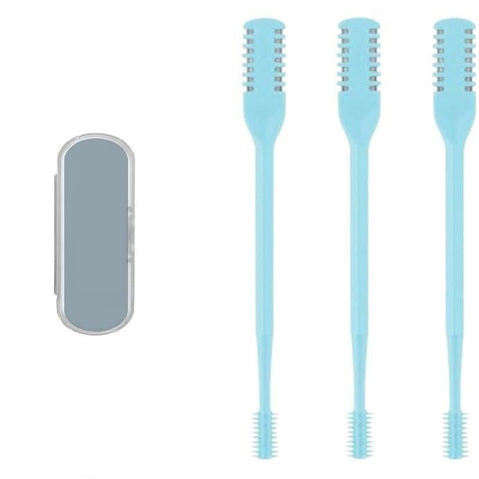 New 2-in-1 Nasal Hair Cutter,2024 Nostril Hair Remover Tool, Double Sided Nose Hair Knife, Portable Manual 360 Rotating Nose Hair Trimmer with Ear Picker for Women Men (Blue, 3 PCS)