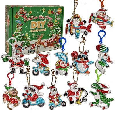 Kids Diamond Painting Kit, Diamond Painting Advent Calendar 2024, 24 Days Christmas Countdown Calendar, Craft Advent Calendar, 5D Diamond Art Painting by Numbers Kits for Toddler Ages 4-10 (12PCS)
