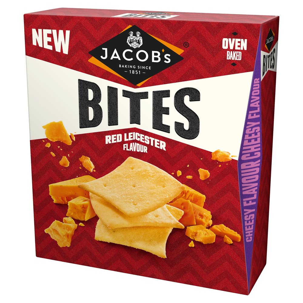 JACOB'S Bites Red Leicester Crackers, 125 g (Pack of 1)