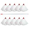 10 Professional Super White Colour Coded Mop Heads and 1 Mop handle (red) view 1