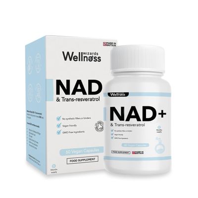NAD+ Trans-Resveratrol 1000mg | 60 Capsules | Boost NAD+ Levels | High Absorption Formula | Supports Immune Health Anti-Aging & Cognitive Function | GMO/Gluten Free | Made in UK