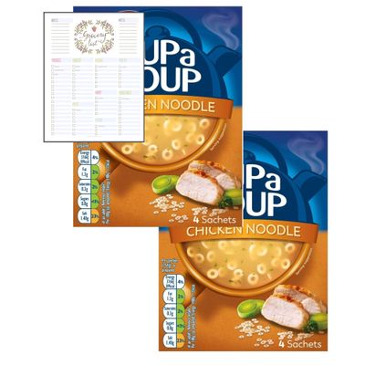 Cup a Soup Bundle With Batchelors Cup a Soup Chicken Noodle 4 Sachets 94g - Pack of 2 with Grocery List Card