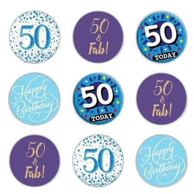 24 x 50th Birthday Edible Rice Wafer Paper Cupcake Toppers Cake Decorations Bday Celebration