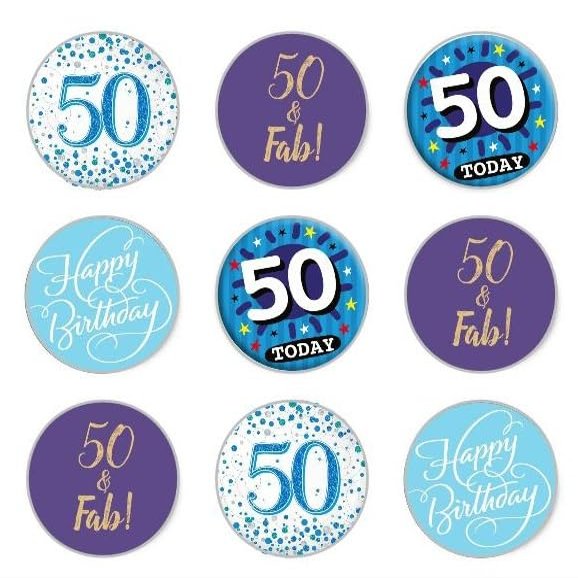 24 x 50th Birthday Edible Rice Wafer Paper Cupcake Toppers Cake Decorations Bday Celebration