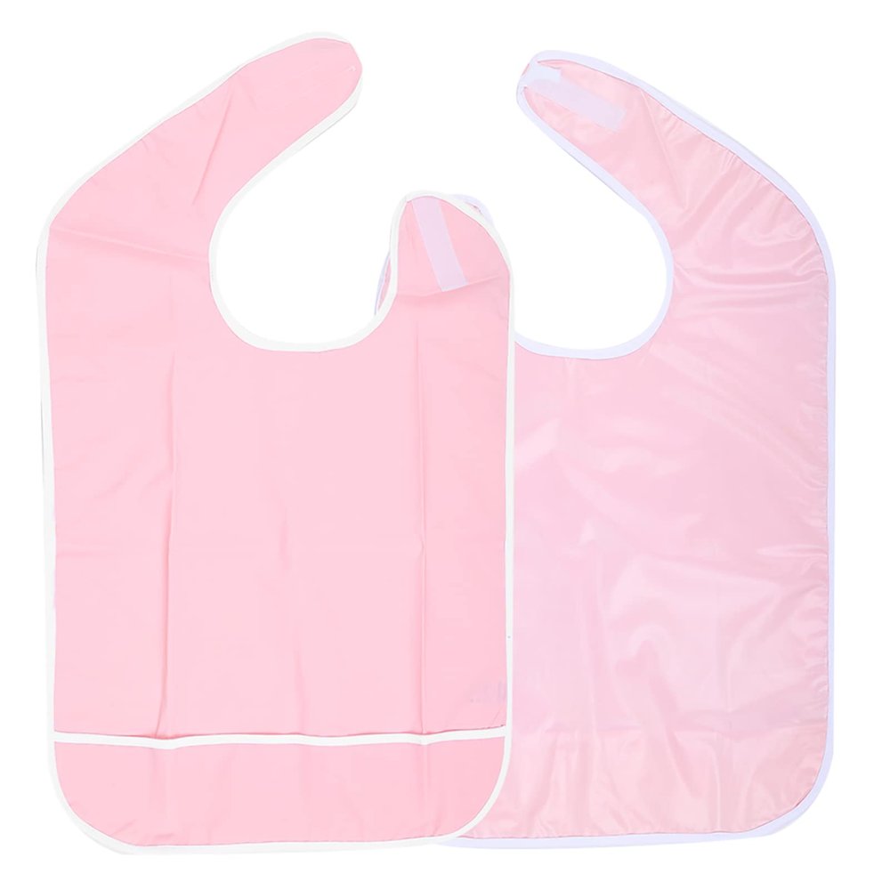 TIKATARER Adult Bibs For Eating, Adult Bibs For Men Washable Apron Eating Bib Adult Elderly Anti Oil Reusable Bib Dining Aid Protector (Orange pink 45 * 65CM)