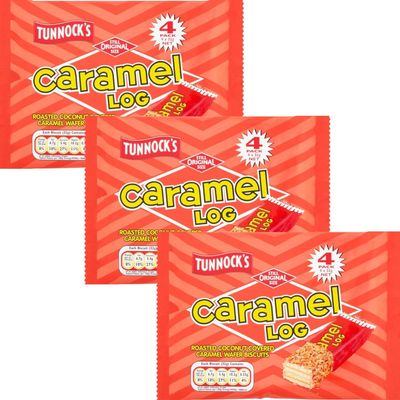 Caramel Wafer Bundle Consisting Tunnock's Caramel Log Scottish Heritage Wafers Biscuits 4x32g Pack of 3 by Experts Supplies