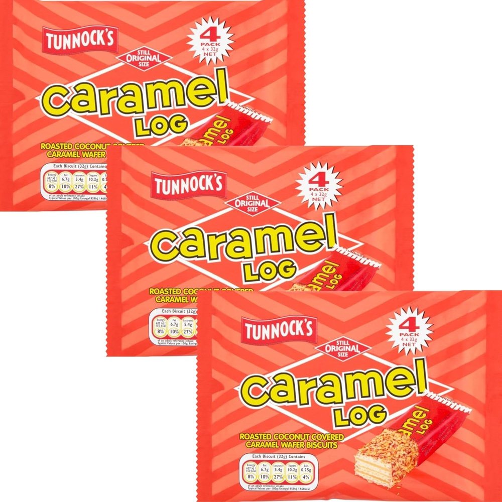 Caramel Wafer Bundle Consisting Tunnock's Caramel Log Scottish Heritage Wafers Biscuits 4x32g Pack of 3 by Experts Supplies
