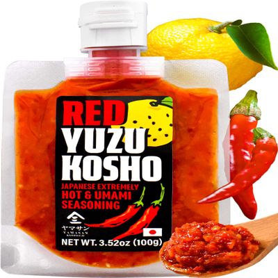 YAMASAN KYOTO UJI Yuzu Kosho Red Pepper Spicy Paste, Japanese Extremely Hot & Umami Seasoning, Vegan, Gluten-Free, No Additives, Made in Japan (100g)