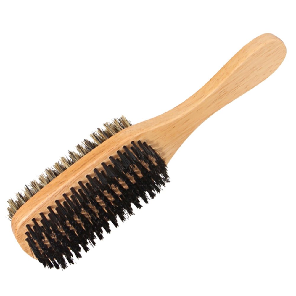 CANIGHT Men's Double-sided Beard Brush with Boar Bristle Dual-use Styling Tool for Hair and Beard Care for Neck and Ear Hair Cleanup Durable Beechwood Handle