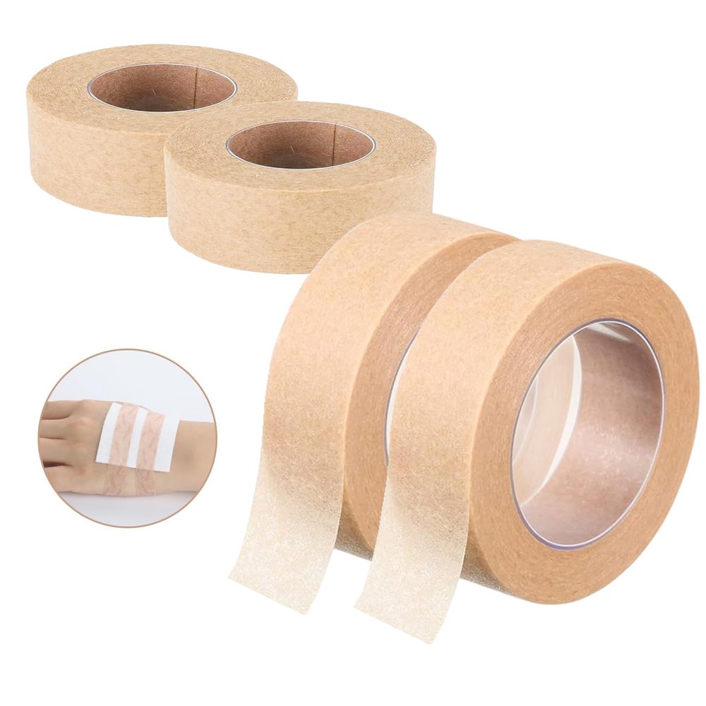 4 Rolls Micropore Paper Tape, 1.25cm Wide Tan Microporous Tape Flexible Skin Tape Micropore Fabric Tape Breathable Self Adhesive Hypoallergenic Tape Bandage for Sensitive Skin