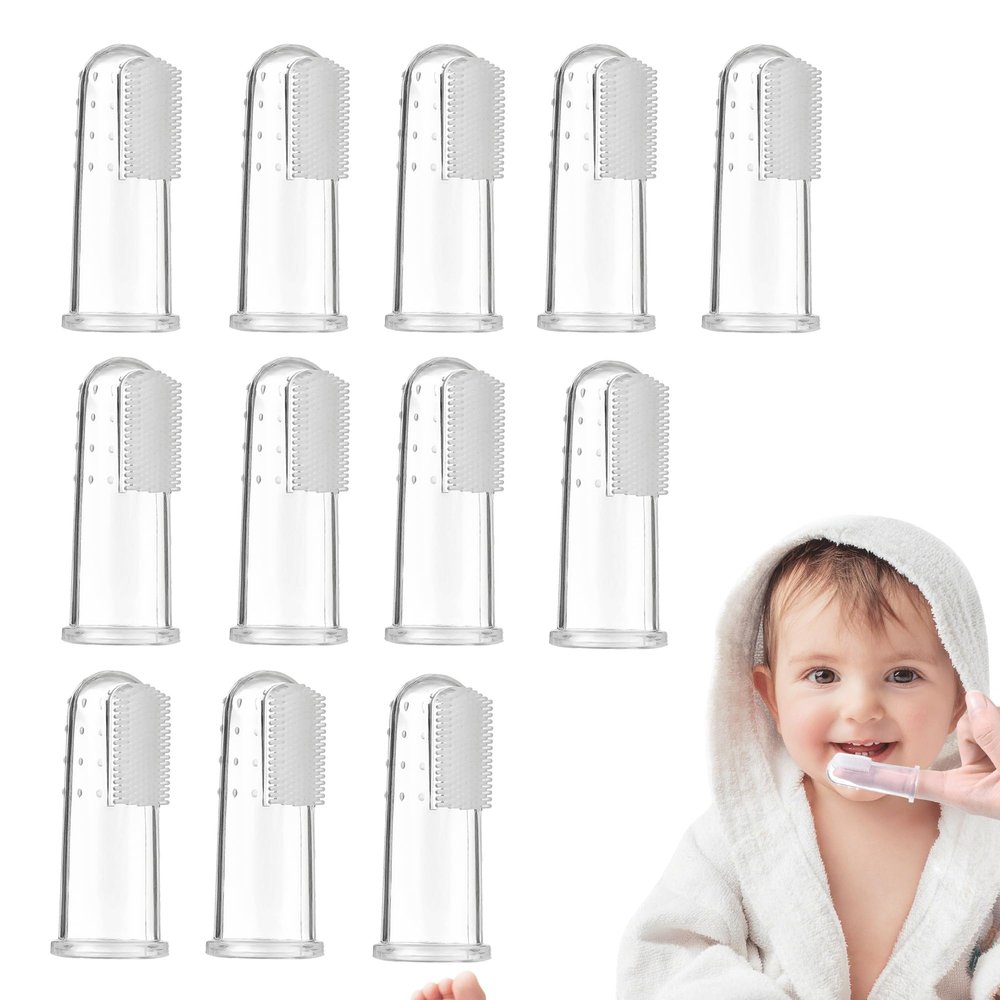 12PCS Finger Toothbrush for Toddler and Baby 0-2 Years - Effective Silicone Tooth Cleaner for Dental Care, Teething Relief and Gum Massage