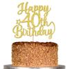 Rsstarxi 1 Pack Happy 40th Birthday Cake Topper Star Glitter Gold Fabulous 40 Birthday Cheers to 40 Years Old Cake Pick Decoration for 40th Birthday Theme Celebrating Party Cake Decorations view 1