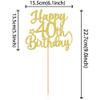 Rsstarxi 1 Pack Happy 40th Birthday Cake Topper Star Glitter Gold Fabulous 40 Birthday Cheers to 40 Years Old Cake Pick Decoration for 40th Birthday Theme Celebrating Party Cake Decorations view 2
