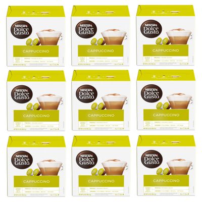 NESCAFE DOLCE GUSTO Cappuccino Coffee Pods x16 (Pack of 9, Total 72 Pods)