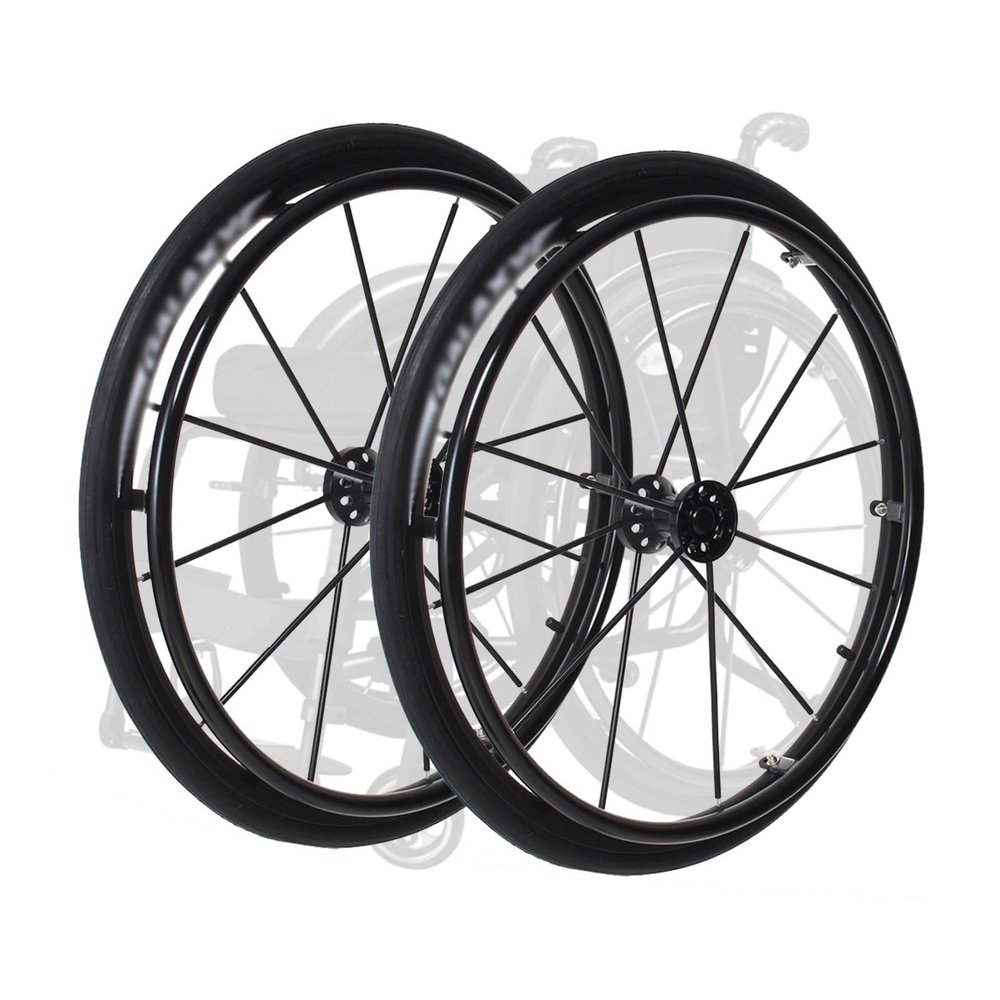 2Pcs 24in Inflatable Rear Wheel Replacement, 24 1 Anti-Slip Polyurethane Tires, Black Aluminum Alloy Wheel Hub with Bearing