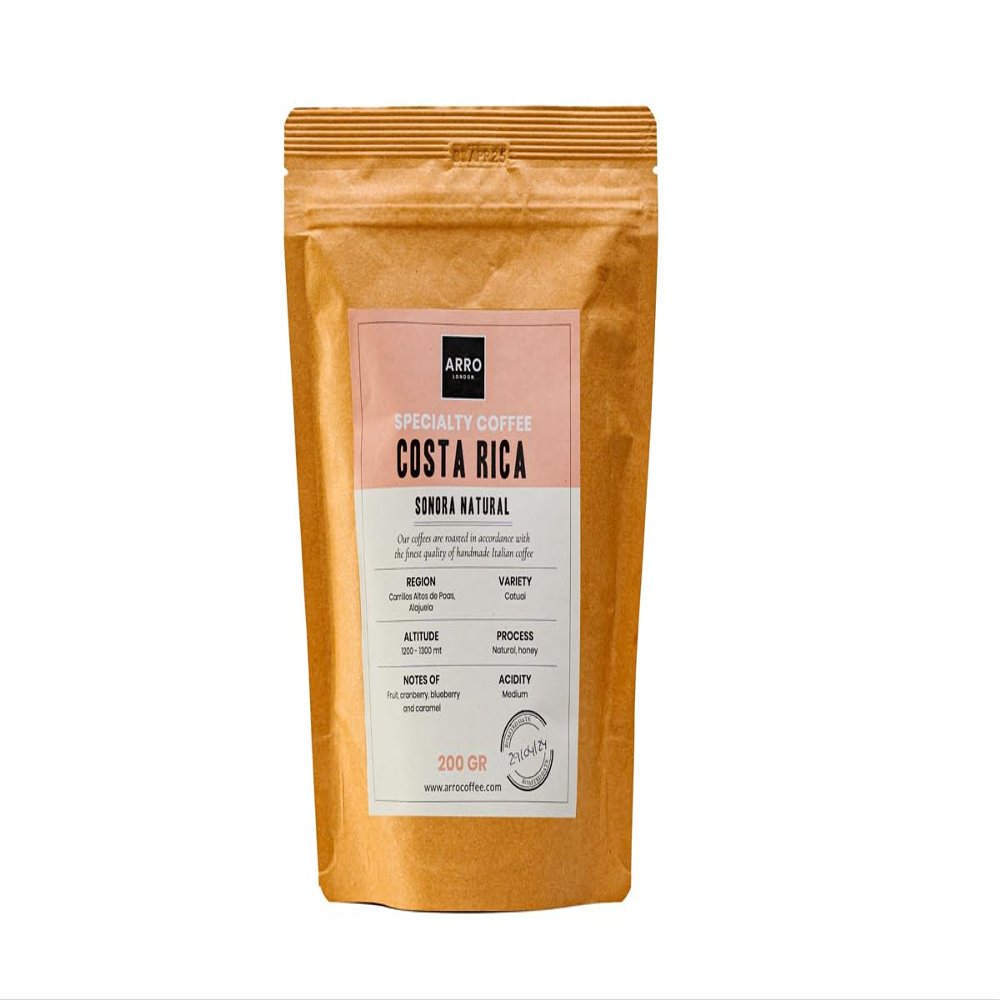 ARRO Specialty Coffee Beans, Costa Rica 100% Arabica Coffee Beans, Medium Roast, Great Taste, 200g