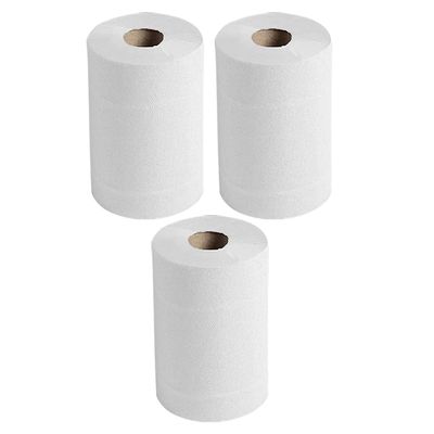(3 Rolls) x White 2-Ply Embossed Centerfeed Kitchen Roll (300 Sheets Each Roll) High Absorbent Strong & Easy Perforation Paper Hand Towel Bulk Qty Household Paper Towels - Home Kitchen Commercial Use