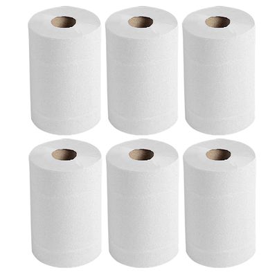 6 Rolls, 2-Ply White Kitchen Roll, Embossed Centerfeed Texture Thick Paper Towel Double-Layered Kitchen Paper Hand Towel Super Absorbent and Hygienic Cleaning and Wiping Rolls (300 Sheets Each Roll)