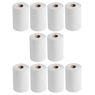 10 Rolls - White 2-Ply Kitchen Rolls 300 Sheets Each Roll - Embossed Center Feed Paper Towel Double-Layered Kitchen Paper Towel - High Absorbent, Strong & Multipurpose Household Paper Towels