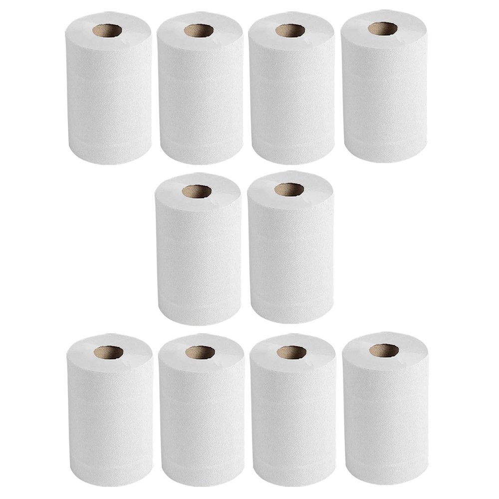 10 Rolls - White 2-Ply Kitchen Rolls 300 Sheets Each Roll - Embossed Center Feed Paper Towel Double-Layered Kitchen Paper Towel - High Absorbent, Strong & Multipurpose Household Paper Towels
