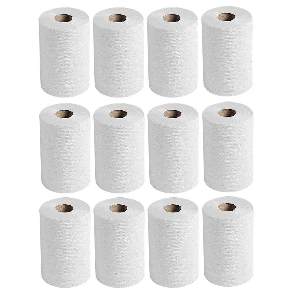 2-Ply Kitchen Roll White, Pack of 12 Rolls, Centerfeed Paper Towel High Absorbent, Durable, Multipurpose Kitchen Paper Rolls Embossed 300 Sheets Each Roll Hand Paper Towel Household Paper Towels