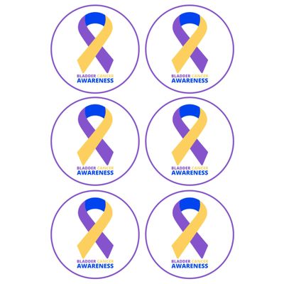 6 x Bladder Cancer Ribbon Edible Wafer or Icing Cupcake Toppers Party Cake Decorations Perfect For Brownies Cookies Muffins & More! (Premium Icing Sheet)