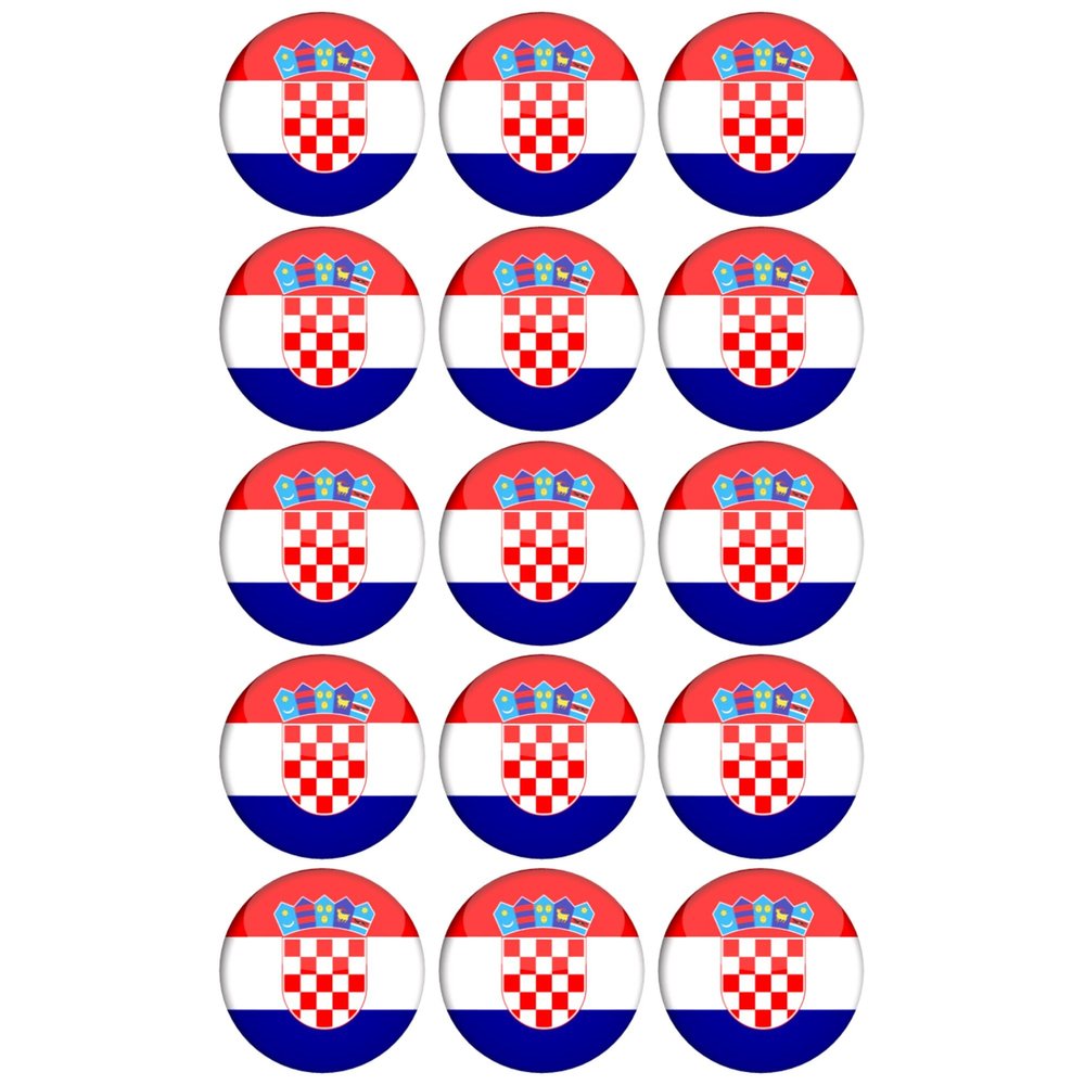 15 x Croatia Flag Edible Wafer or Icing Cupcake Toppers Fun Country Party Cake Decorations Perfect For Brownies Cookies Muffins & More! (Premium Icing Sheet)