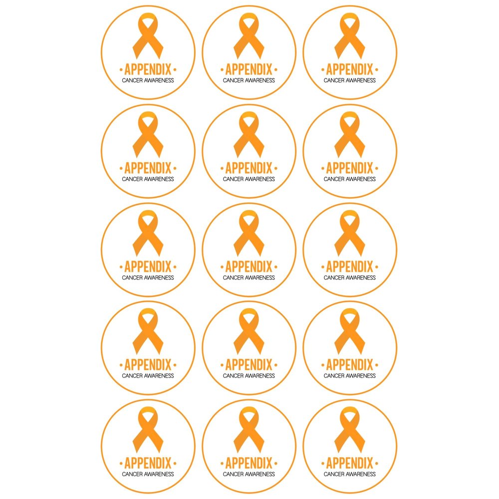 15 x Appendix Cancer Ribbon Edible Wafer or Icing Cupcake Toppers Party Cake Decorations Perfect For Brownies Cookies Muffins & More! (Premium Icing Sheet)