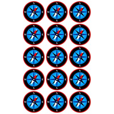 15 x Compass Edible Wafer or Icing Cupcake Toppers Fun Party Cake Decorations Perfect For Brownies Cookies Muffins & More! (Edible Wafer Card)