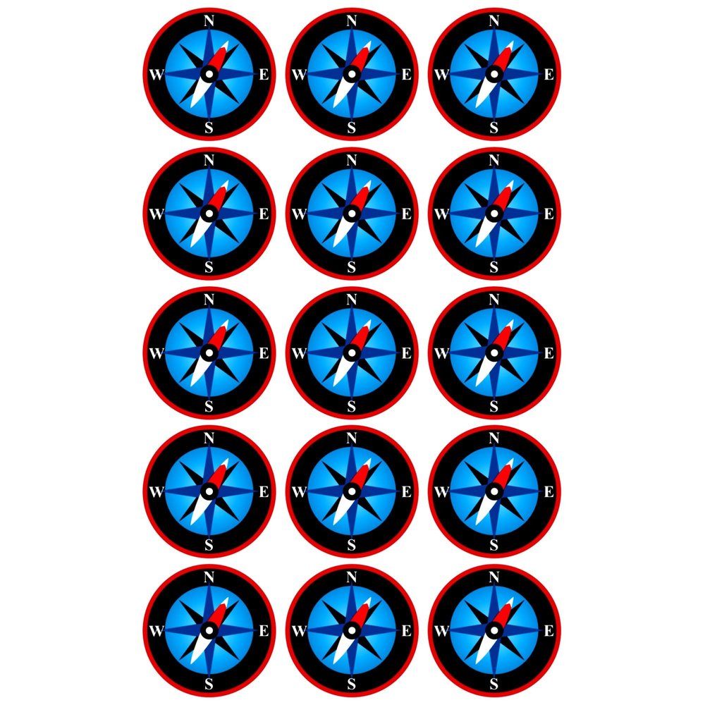 15 x Compass Edible Wafer or Icing Cupcake Toppers Fun Party Cake Decorations Perfect For Brownies Cookies Muffins & More! (Edible Wafer Card)