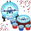 Aeroplane Kids Party Blue PERSONALISED Cake or Cupcake Icing Toppers - Birthday Cake Decorations Perfect For Cakes Brownies Cookies Muffins & More! (35 x Circle Cupcake Toppers (3.5cm x 3.5cm)) view 1