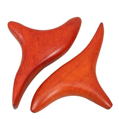 BCOATH 2pcs Red Wood Massage Rod Set, Trigger Point Body Massager Stick for Relieving Tight Muscle Tendons, Acupuncture Point Therapy Tool for Full Body Relaxation