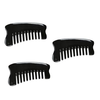 HAPINARY 3pcs Natural Ox Horn Facial Dry Scalp Treatment Massage Comb Hair Scalp Massager Shampoo Brush Portable Hair Comb for Women Men