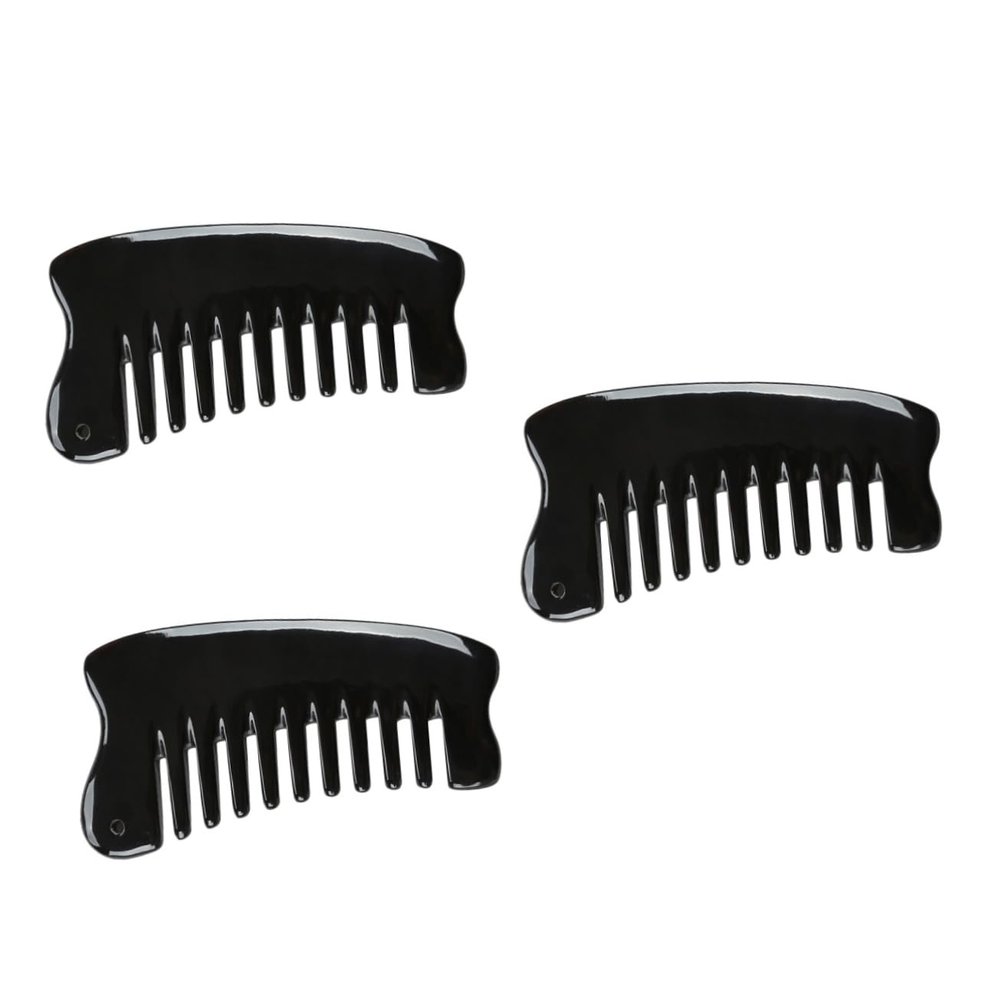HAPINARY 3pcs Natural Ox Horn Facial Dry Scalp Treatment Massage Comb Hair Scalp Massager Shampoo Brush Portable Hair Comb for Women Men