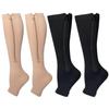 2 Pairs of Open Toe Zip Socks, Toeless Support Socks, Breathable and Comfortable Compression Socks, Outdoor Sports Stockings, Unisex Knee High Socks view 1