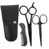 WOONEKY Beard and Mustache Trimming Scissors Set 4pcs Stainless Steel Grooming Kit for Men with Comb and Storage Bag Suitable for Home and Barbershop Use view 1