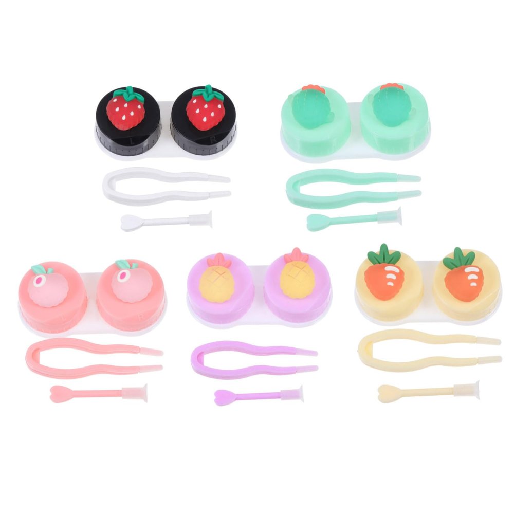 SEWOART 5pcs Creative Contacts Lenses Holders Compact Eye Case for Contacts Storage Safe Dust