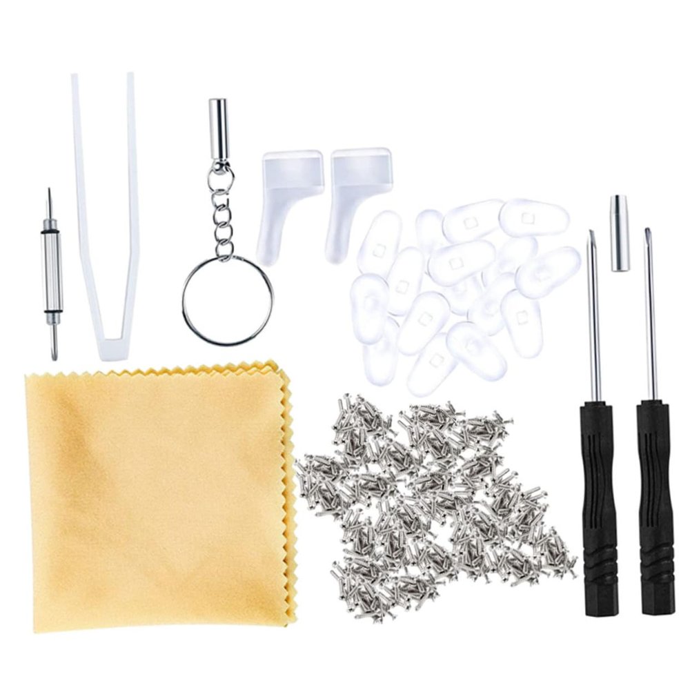 Healvian 3sets Glasses Repair Kit Nose Screws Eyeglass Fixing Tools for Glasses Tightening Replacement Nose Pads for Eyeglasses Repairing