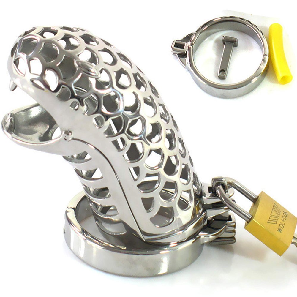 Chastity Belt Chastity Cage Cock Cage Chastity Cage Metal Surface Hollow Construction Breathable and Comfortable Made of 304 Stainless Steel BDSM Fetish Slave(50 mm)