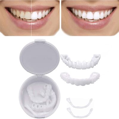 Wttfc Clip in Veneers Teeth Top and Bottom Instant Veneers Dentures, Fake Teeth Veneers, Snap on Veneers Teeth, Snap on Dentures False Teeth for Men and Women Regain Confident Smile