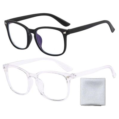 2 Pieces of Anti-Blue Light Glasses and 1 Piece of Glasses Cloth, Reading Glasses, Anti-Fatigue Glasses, Computer Glasses, Blue Light Protective Glasses, Anti-Glare Glasses, Fashionable Glasses