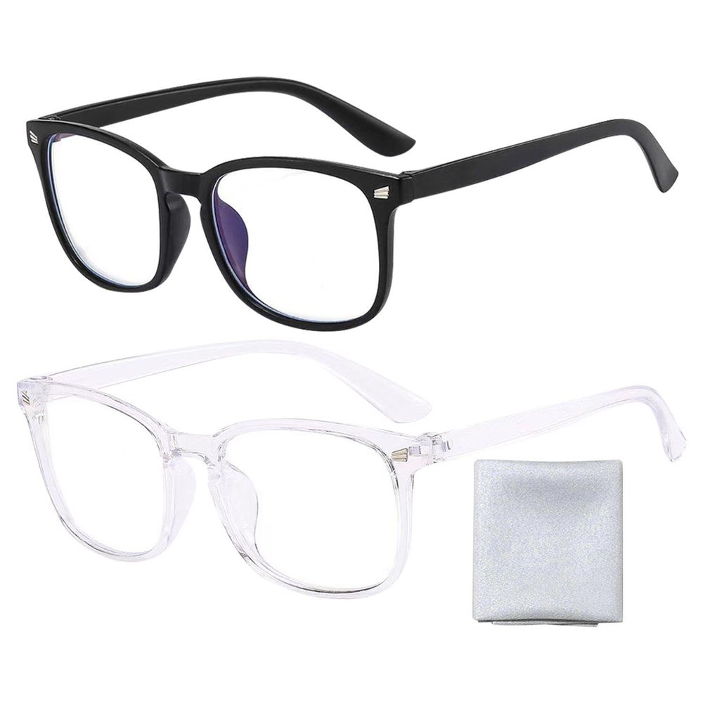 2 Pieces of Anti-Blue Light Glasses and 1 Piece of Glasses Cloth, Reading Glasses, Anti-Fatigue Glasses, Computer Glasses, Blue Light Protective Glasses, Anti-Glare Glasses, Fashionable Glasses